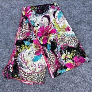 Vibrant Floral Lace Scarf Multi Color Pink Black‎ White Blue Yellow Print Trendy